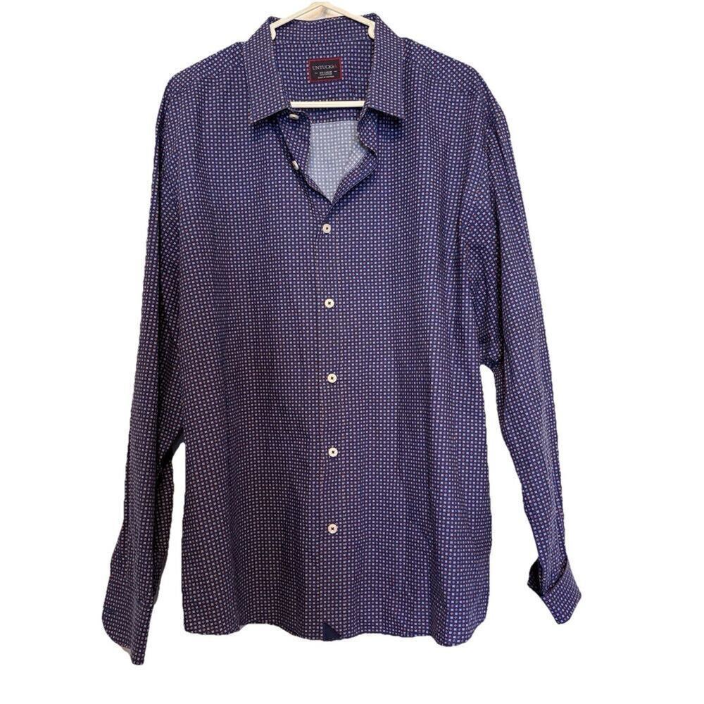 Untuckit Button Shirt Mens XL Blue Orange Light Blue Floral Long Sleeve Cotton